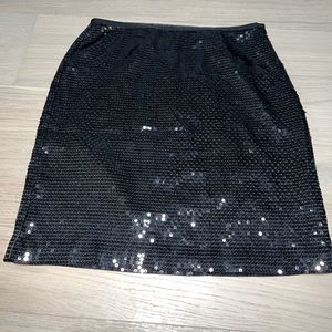Ann Taylor Patites size 6P black sequin skirt nwt